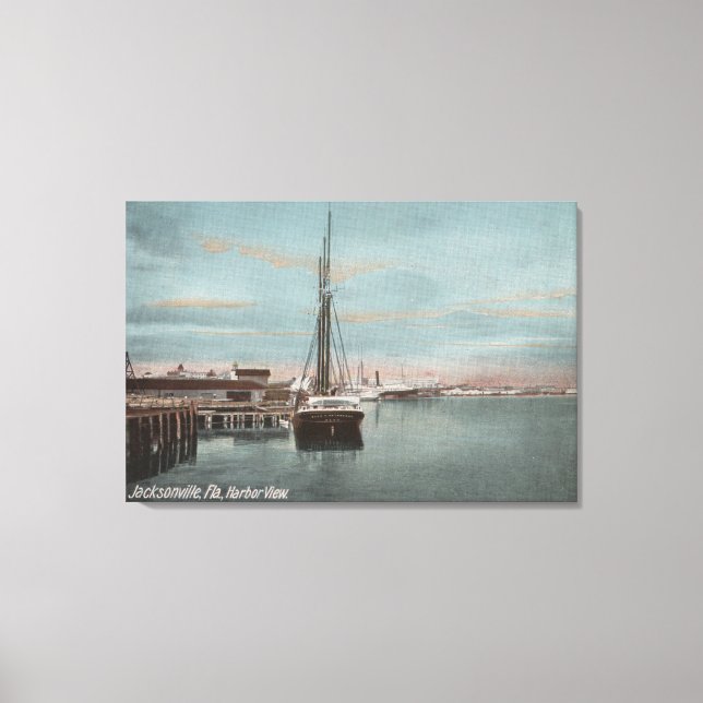 Toile Jacksonville, Floride - Vue du port avec (Recto)