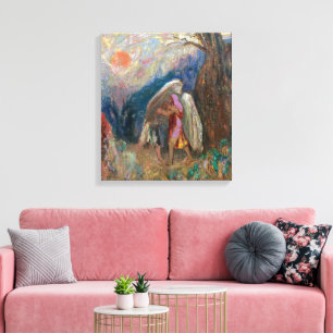 Toile Jacob et l'ange Odilon Redon