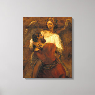 Toile Jacob Wrestling with the Angel - Rembrandt - c1659