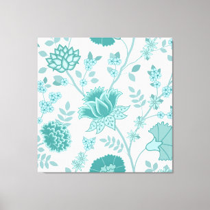 Toile Jacobean Floral Lg Motif Teintures sur blanc