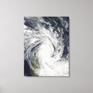 Toile Jade tropical de tempête venant à terre au-dessu