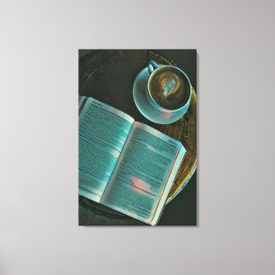 Toile J'adore le café et les livres