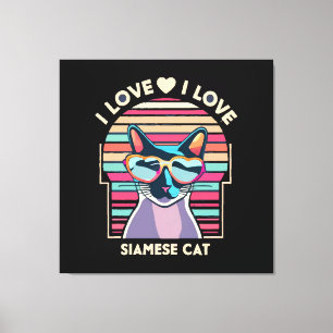 Toile J'adore le chat siamois
