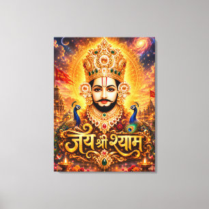 Toile Jai Shri Khatu Shyam Ji Œuvre d'art dévotionnel