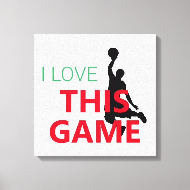 Toile J'Aime Le Jeu De Basketball (Recto)