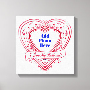 Toile J'Aime Mon Mari ! Photo Red Hearts