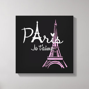 Toile J'aime Paris Tour Eiffel France Souvenir Français