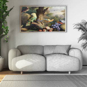 Toile Jakob Bogdani Oiseaux et fruits dans un paysage