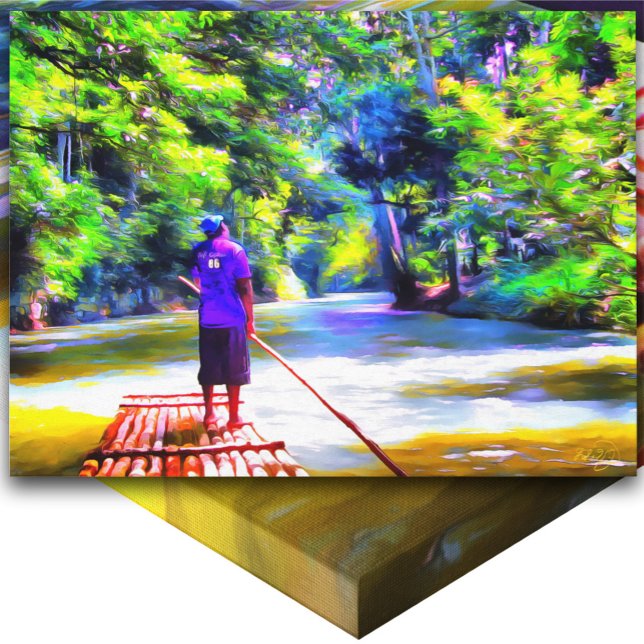 Toile Jamaïcain River Raft Ride J001 Art (Créateur téléchargé)