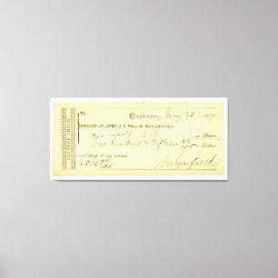 Toile James Garfield Signed Check du 25 janvier 1877