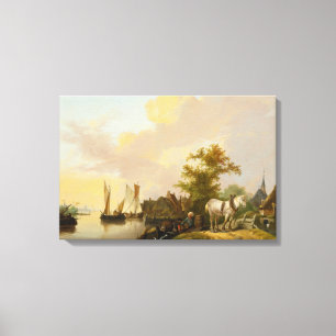 Toile Jan van Os - Paysans déchargeant du fret
