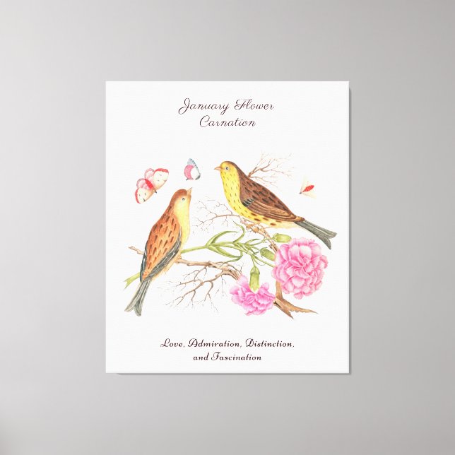 Toile Janvier Mois de naissance Fleur Anniversaire Cadea (Recto)