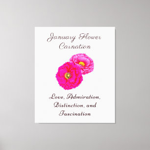 Toile Janvier Mois de naissance Fleur Carnation Élégante