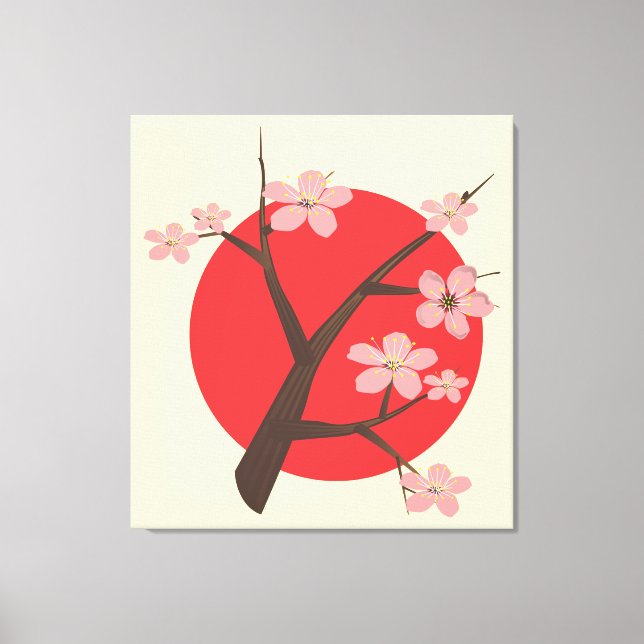 Toile Japon cerisier fleur sakura branche imprimé floral (Recto)