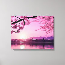 Japonais Cherry Blossom Paysage Sérénité