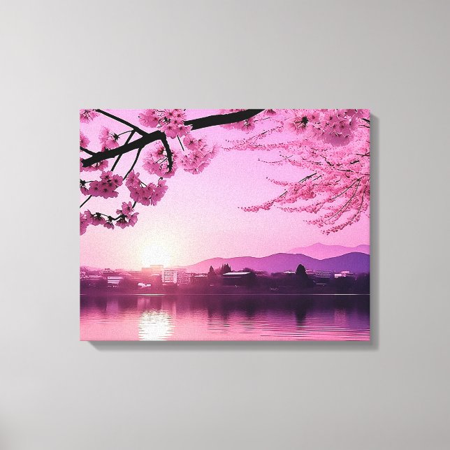 Toile Japonais Cherry Blossom Paysage Sérénité (Recto)