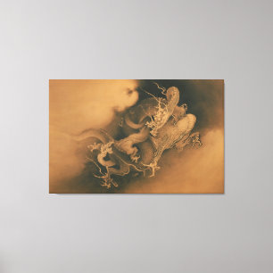 Toile Japonais deux dragons en nuages