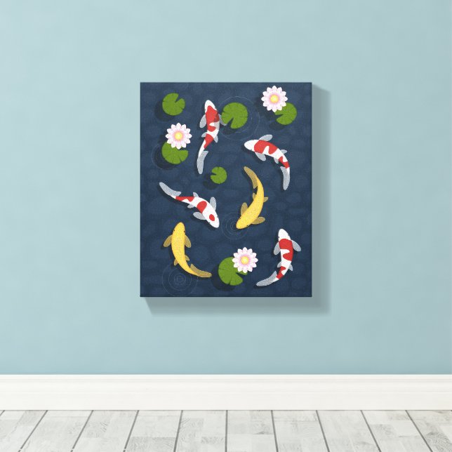 Toile Japonais Koi Fish Pond 3 (Insitu (Plancher de Bois))
