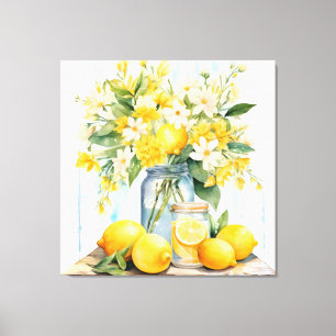Toile Jar à fleurs de citron d'été