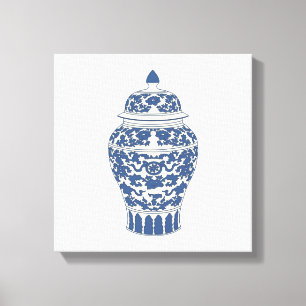 Toile Jar de gingembre bleu et blanc