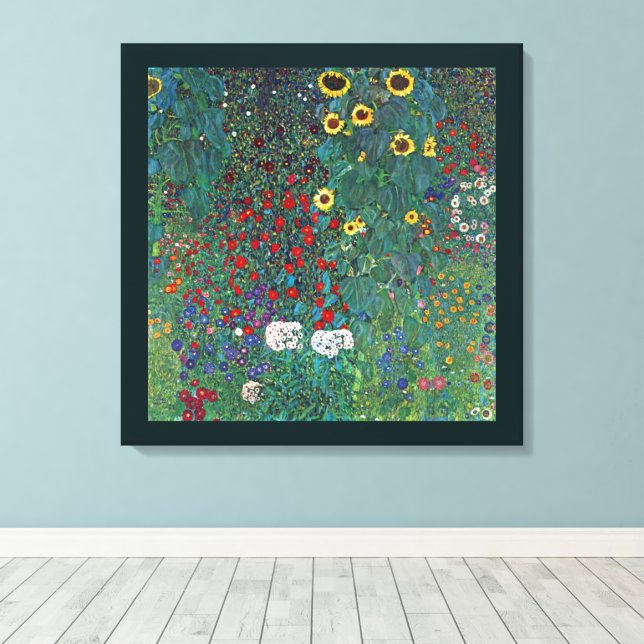 Toile Jardin agricole avec tournesol par Klimt, Fleurs V (Insitu (Plancher de Bois))