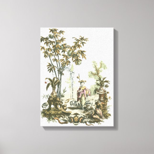 Toile Jardin asiatique avec femme et animaux (Recto)