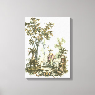 Toile Jardin asiatique avec la femme et les animaux