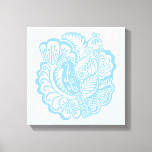 Toile Jardin bleu clair Oiseaux Mur Art