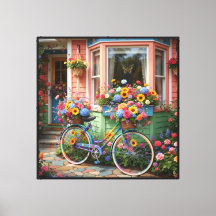 Jardin de campagne fantaisiste avec bicyclette fle