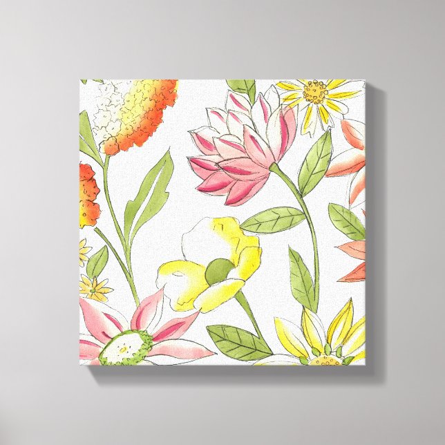Toile Jardin fleuri avec Arrière - plan blanc (Recto)