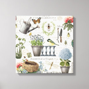 Toile Jardin fleuri Vintage