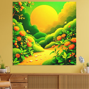 Toile Jardin Orange Luxuriant