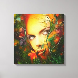 Toile jardin secret surréaliste portrait d'art belle fem