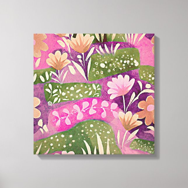 Toile Jardins Floraux Rose Violet (Recto)