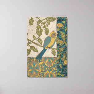 Toile Jaune et oiseau bleu turquoise étés perché sur une