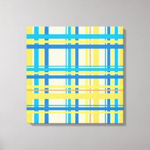 Toile Jaune rétro, Bleu, Brown, Crème Art Abstrait