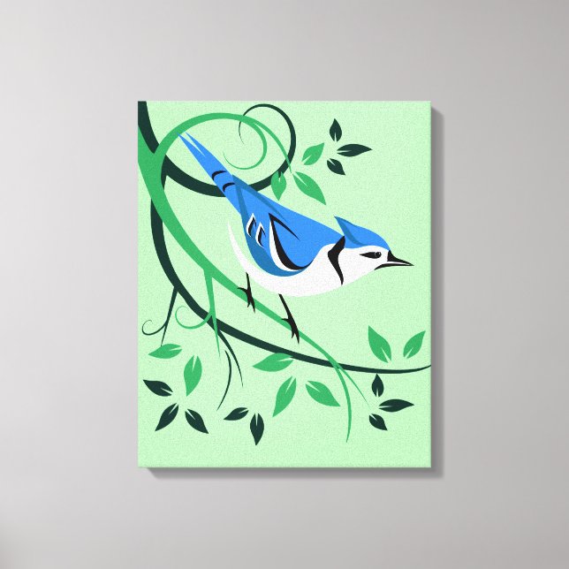 Toile Jay Bleu Sur Branche (Recto)