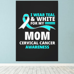 Toile Je Porte Le Sarcelle Et Blanc Ma Mère Cancer Du Co