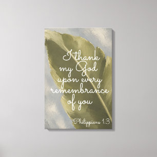 Toile JE REMERCIE MON DIEU Philippiens 1:3 Cadeau po
