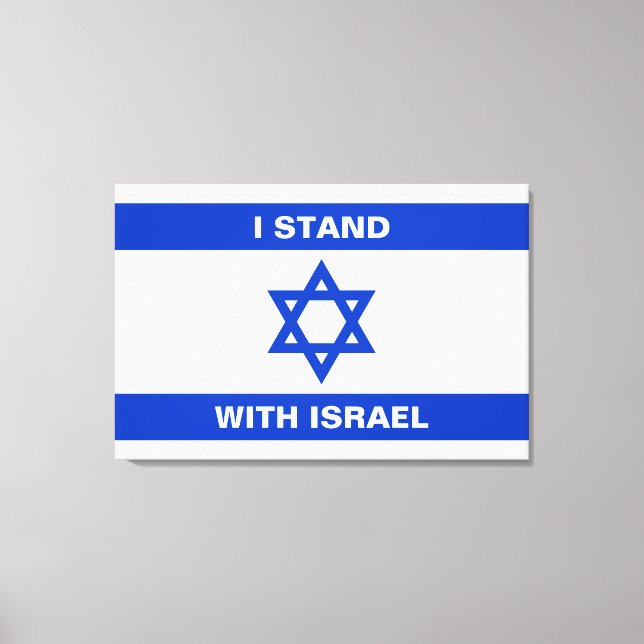 Toile Je suis avec Israël coutume texte blanc drapeau Is (Recto)