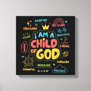 Toile Je suis un Enfant de Dieu Rétro chrétien Jésus Foi