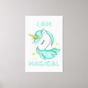 Toile Je suis une licorne bleue brillante magique