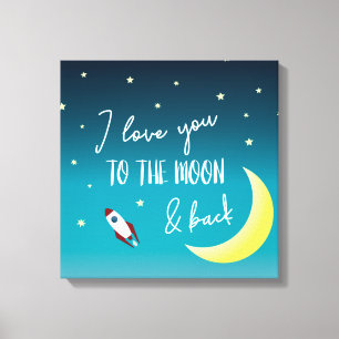 Toile Je t'aime à la lune et à l'arrière ombre bébé pépi