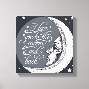 Toile Je t'aime à la lune et au dos
