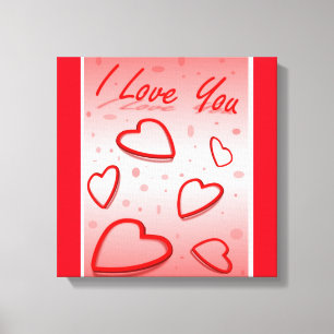 TOILE "JE T'AIME" COEURS DE VALENTINE