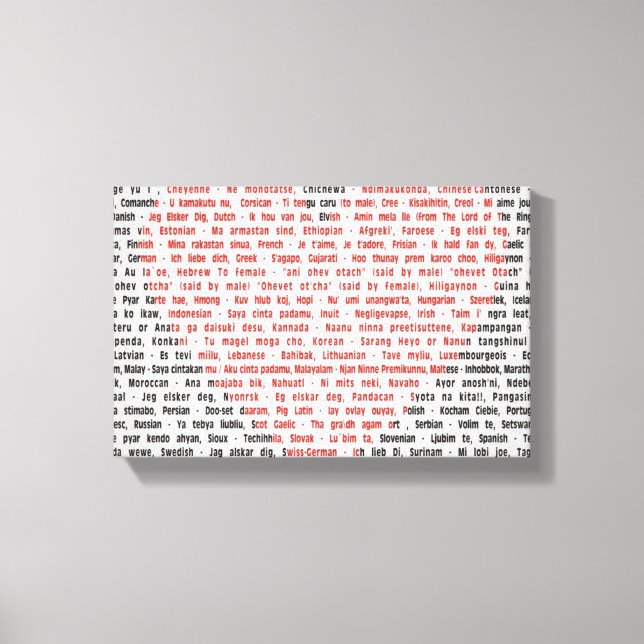 Toile Je t'aime dans 100 langues (Recto)