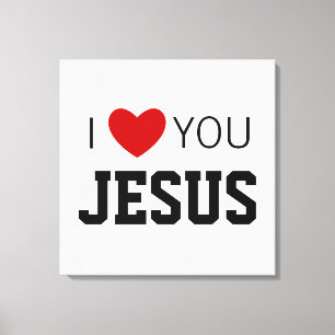 Toile Je t'aime Jésus Coeur de foi chrétienne moderne