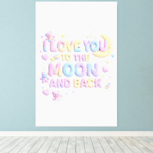 Toile Je t'aime jusqu'à la Lune et Retour – Ourson paste
