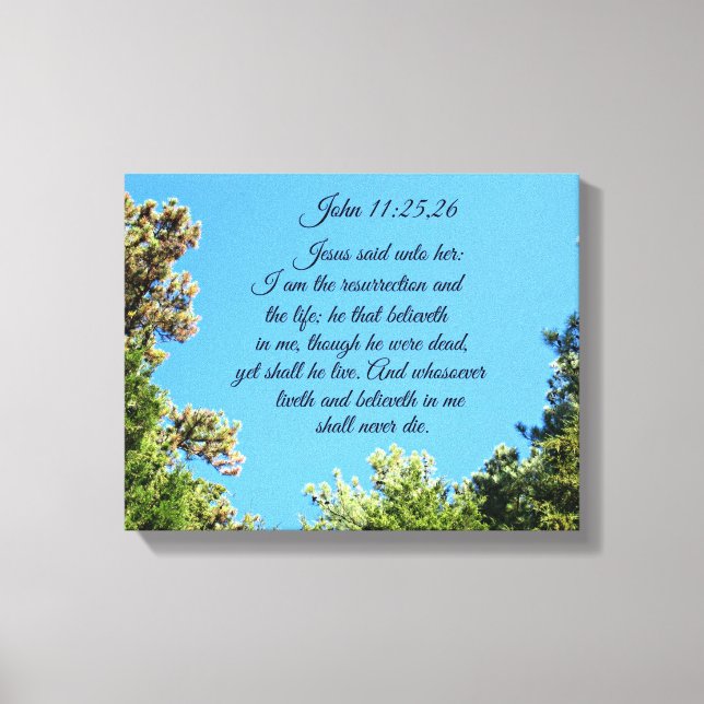 Toile Jean 11:25,26 Jésus lui dit : Je suis le (Recto)