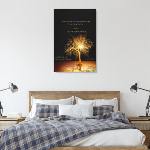 Toile Jean 15:5 Je suis la vigne. Arbre d'or.